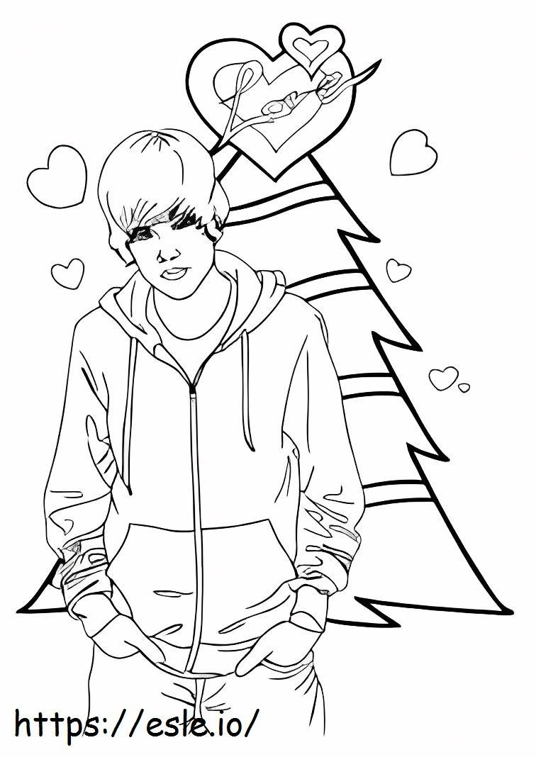 Justin Bieber And The Christmas Tree coloring page