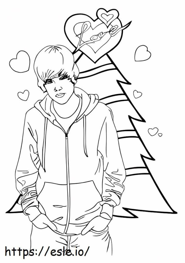 Justin Bieber e a árvore de Natal para colorir