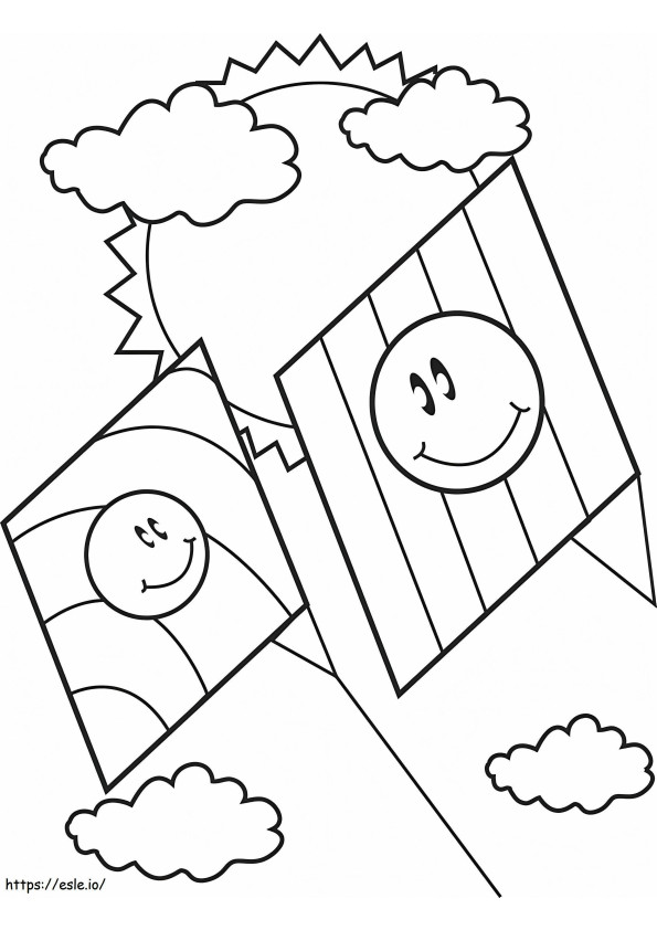 Two Kites coloring page
