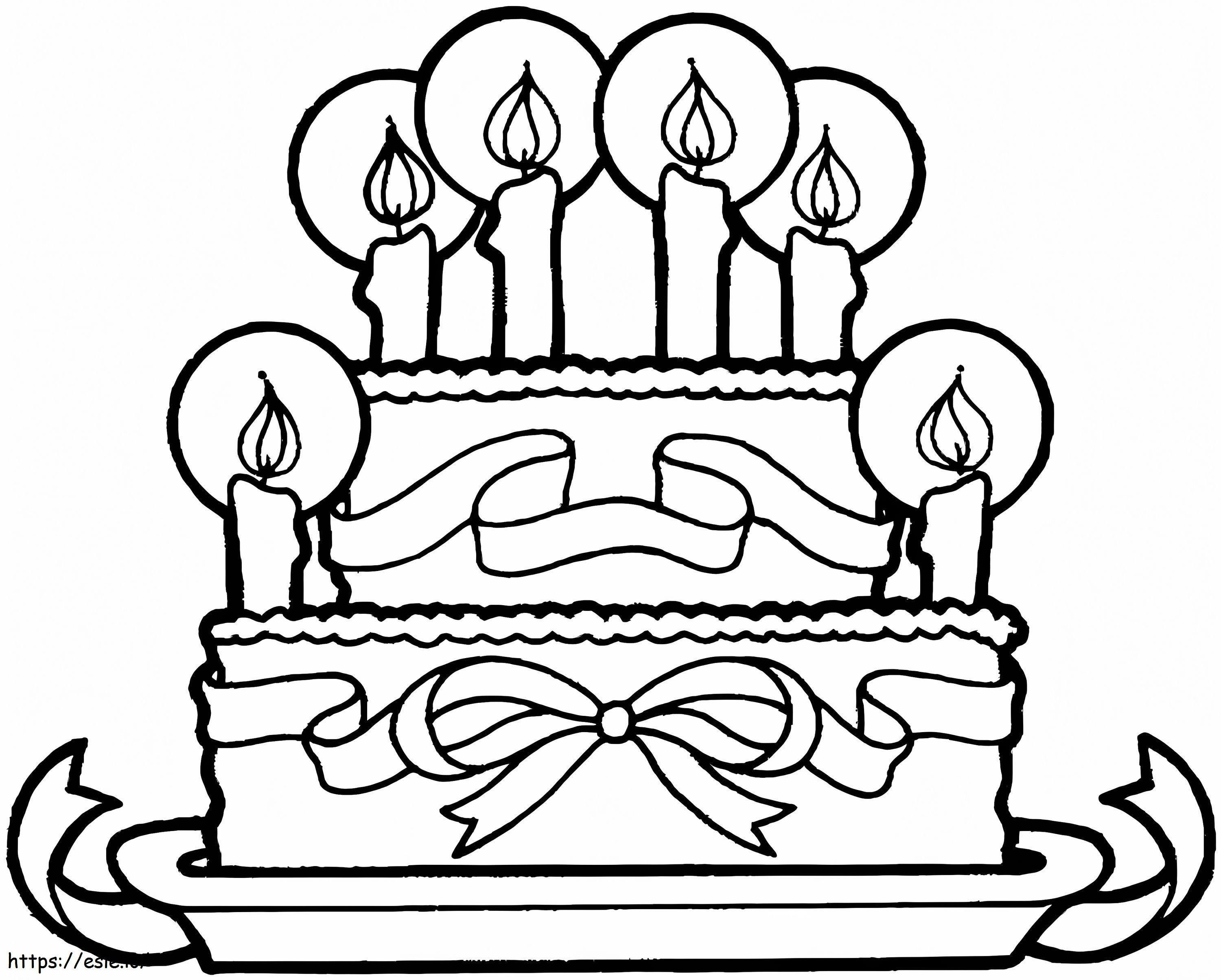 Coloriage Gâteau d'anniversaire simple à imprimer dessin
