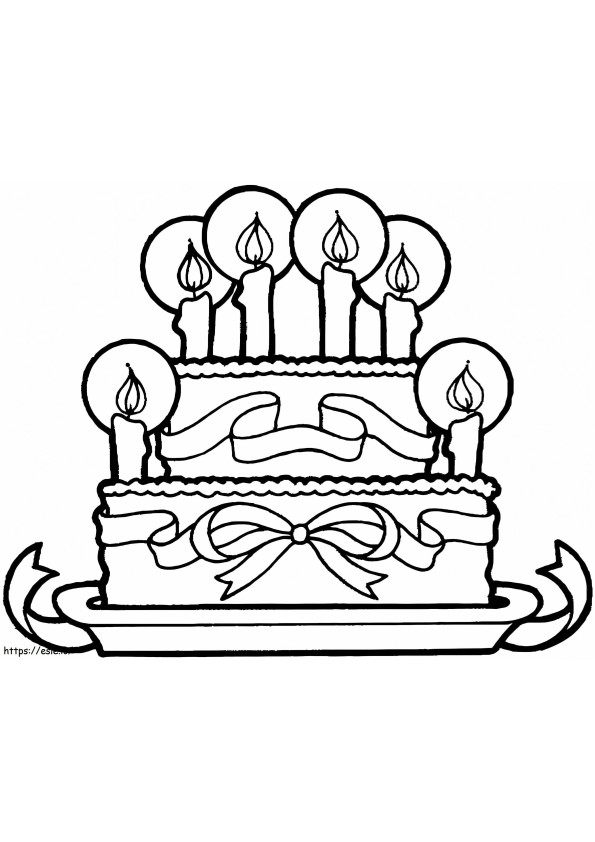 Coloriage Gâteau d'anniversaire simple à imprimer dessin