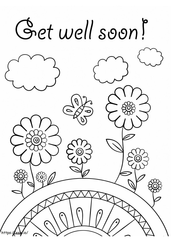 Get Well Soon Flower And Butterfly coloring page
