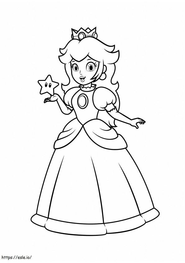 Coloriage Princesse Peach avec étoile à imprimer dessin