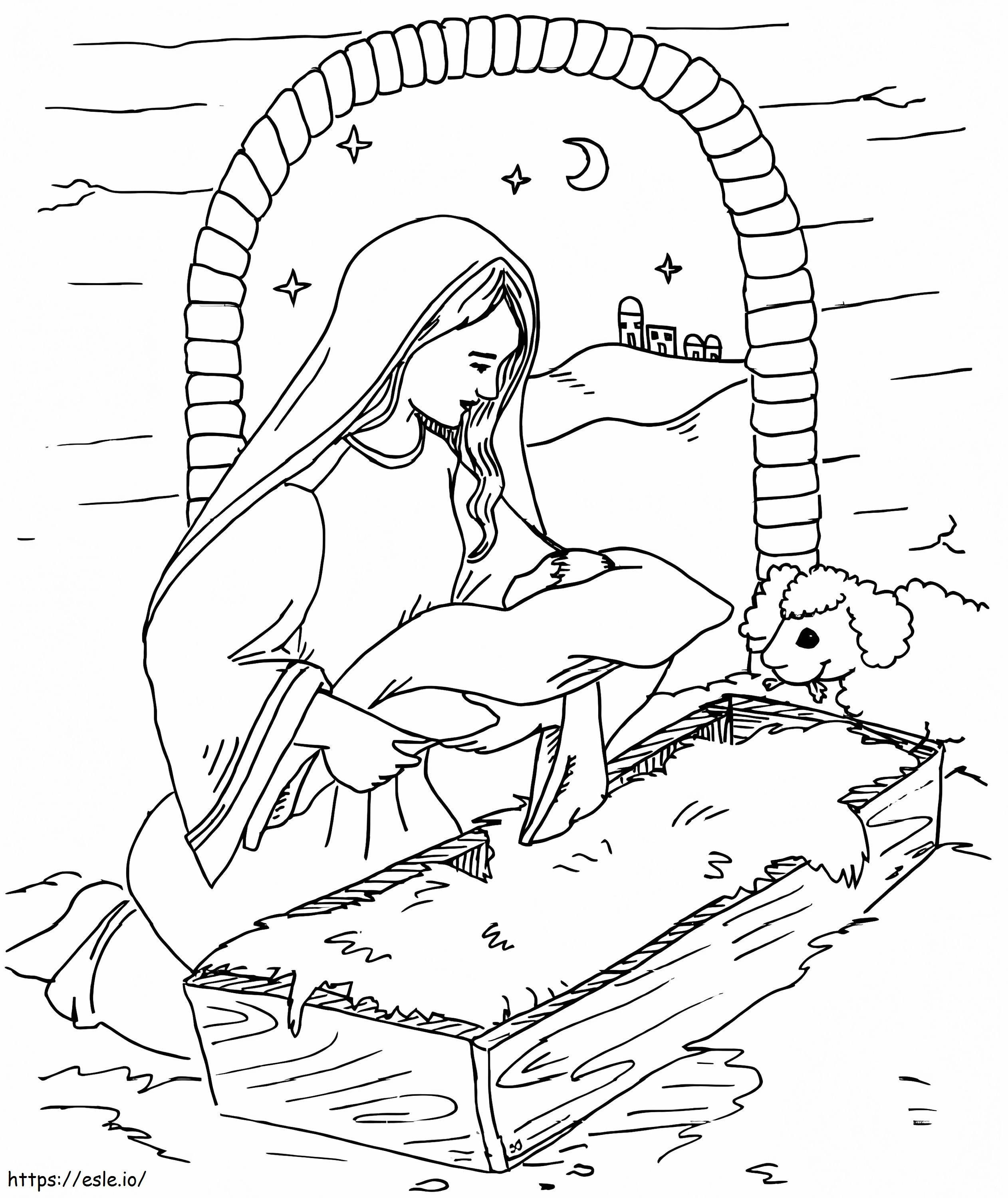 Maria en kindje Jezus kleurplaat kleurplaat