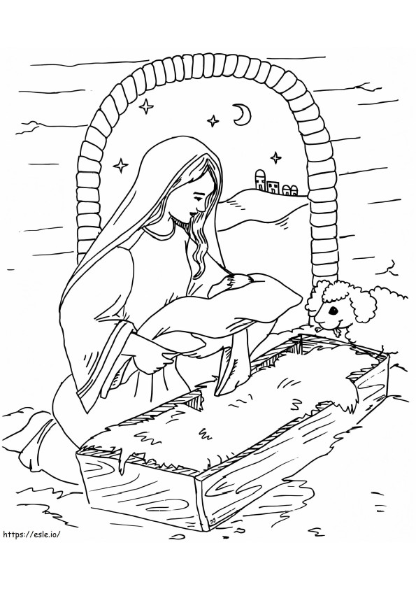Mária és a kis Jézus kifestő