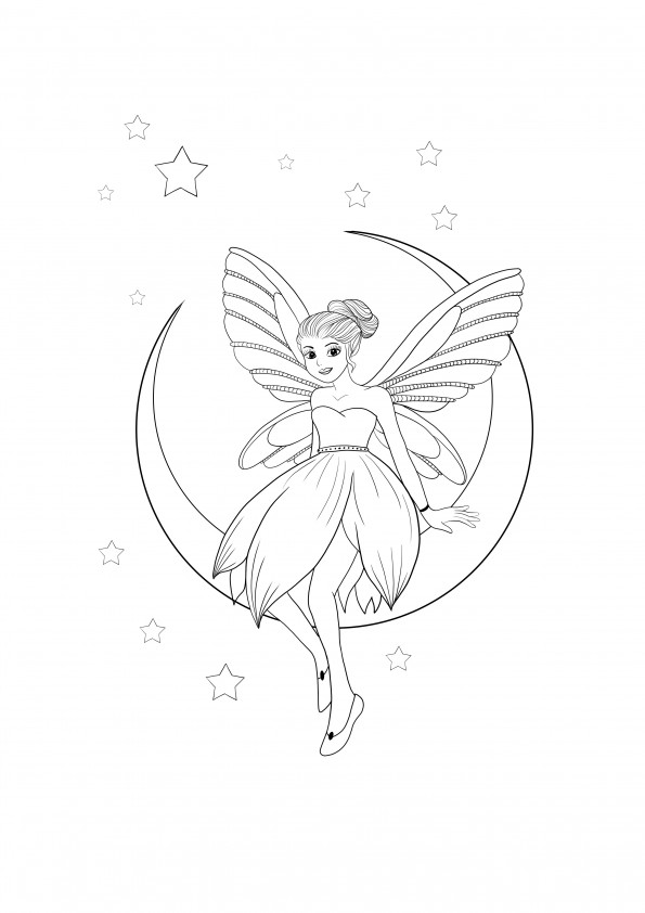 Fairy in the sky free downloading and coloring sheet
