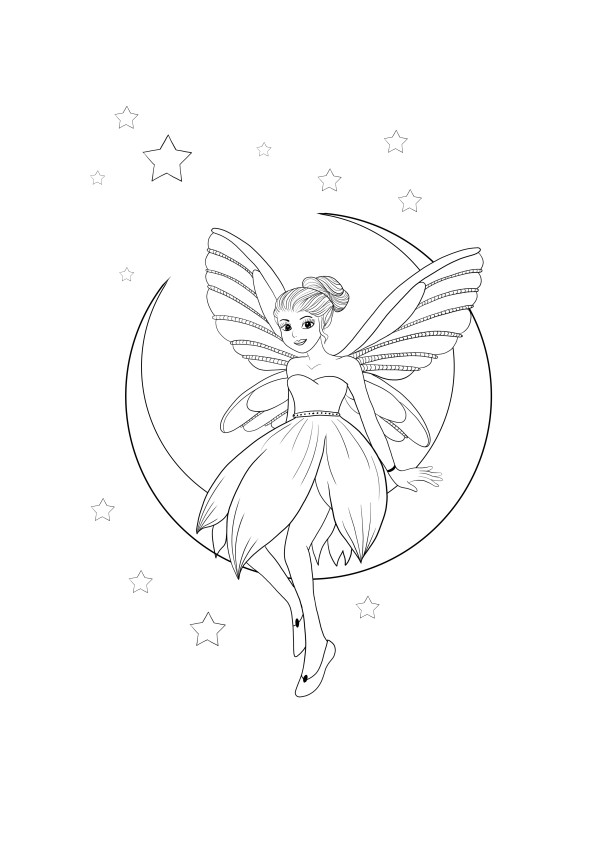 Fairy in the sky free downloading and coloring sheet