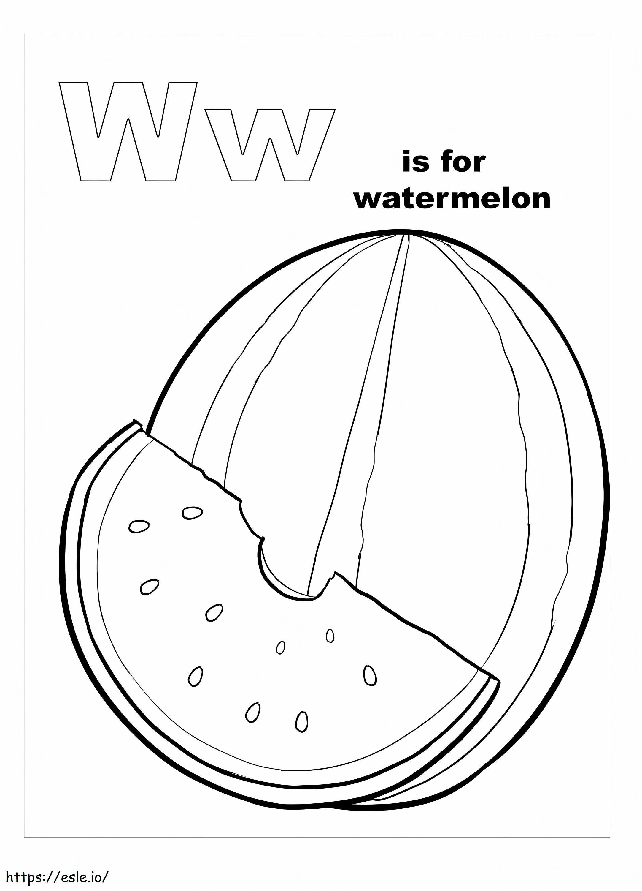The Letter W Is For Watermelon coloring page