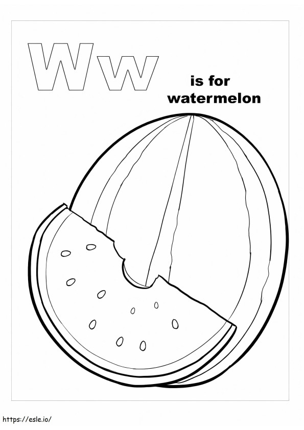 The Letter W Is For Watermelon coloring page