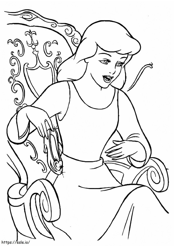 Cinderella With Her Shoe coloring page