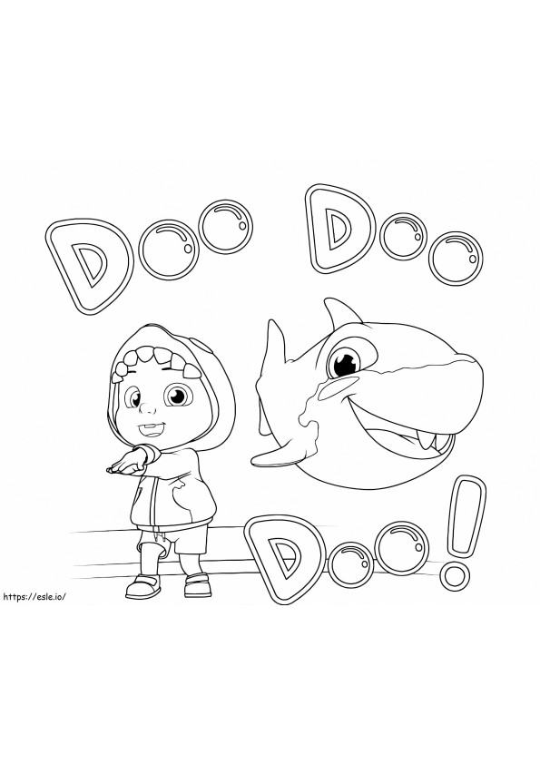 Coloriage Cocomelon et bébé requin à imprimer dessin