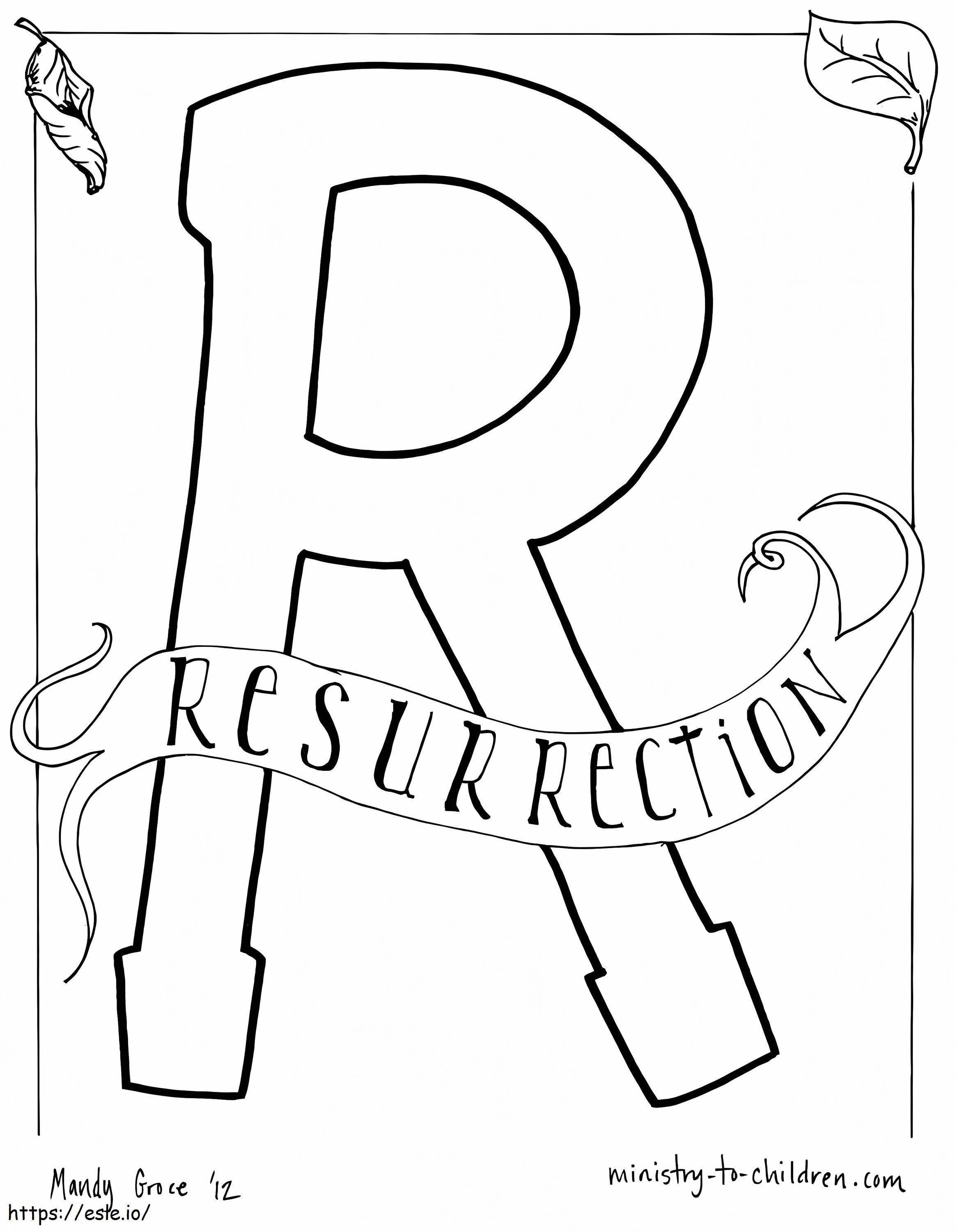 R es para la resurrección para colorear