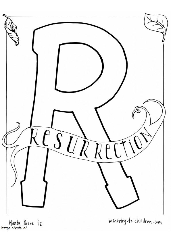 R este pentru înviere de colorat