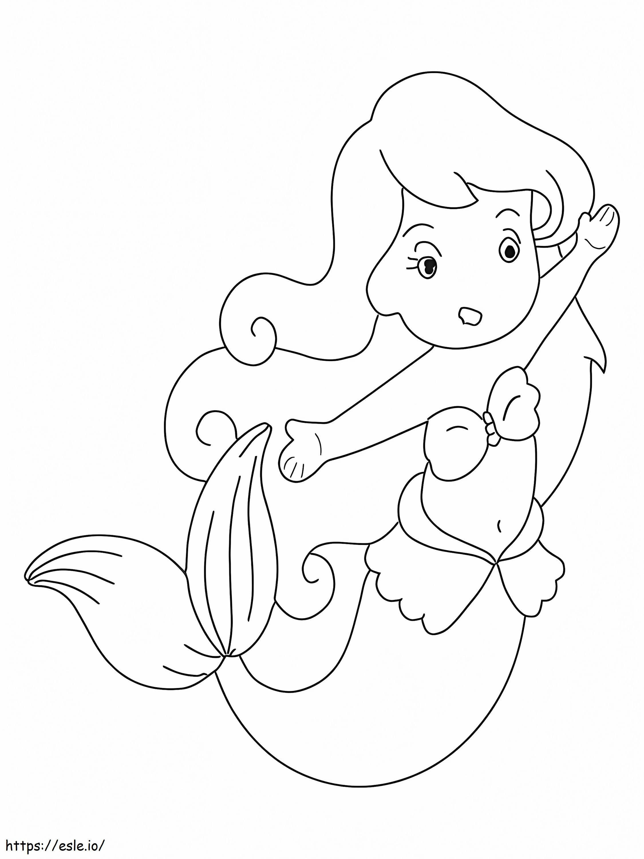 Mutlu sevimli deniz kızı boyama