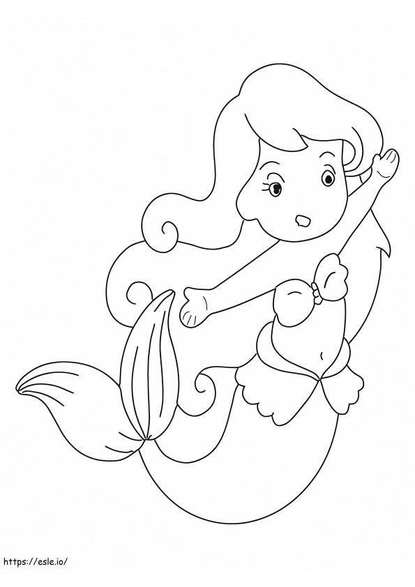Happy Cute Mermaid coloring page
