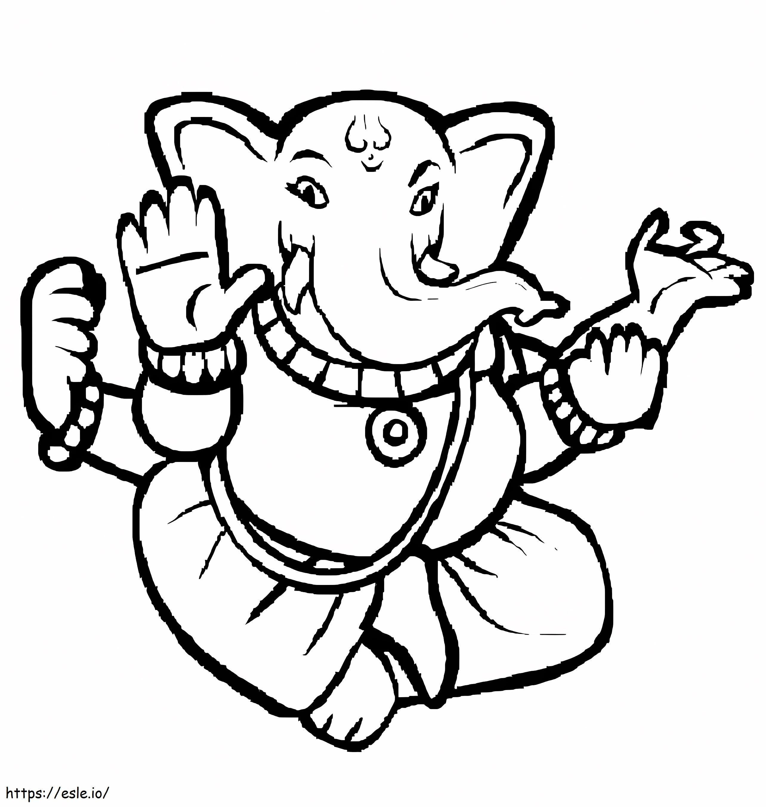 Dumnezeul hindus Ganesha de colorat
