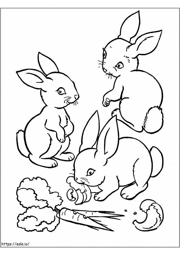 Drie konijnen kleurplaat
