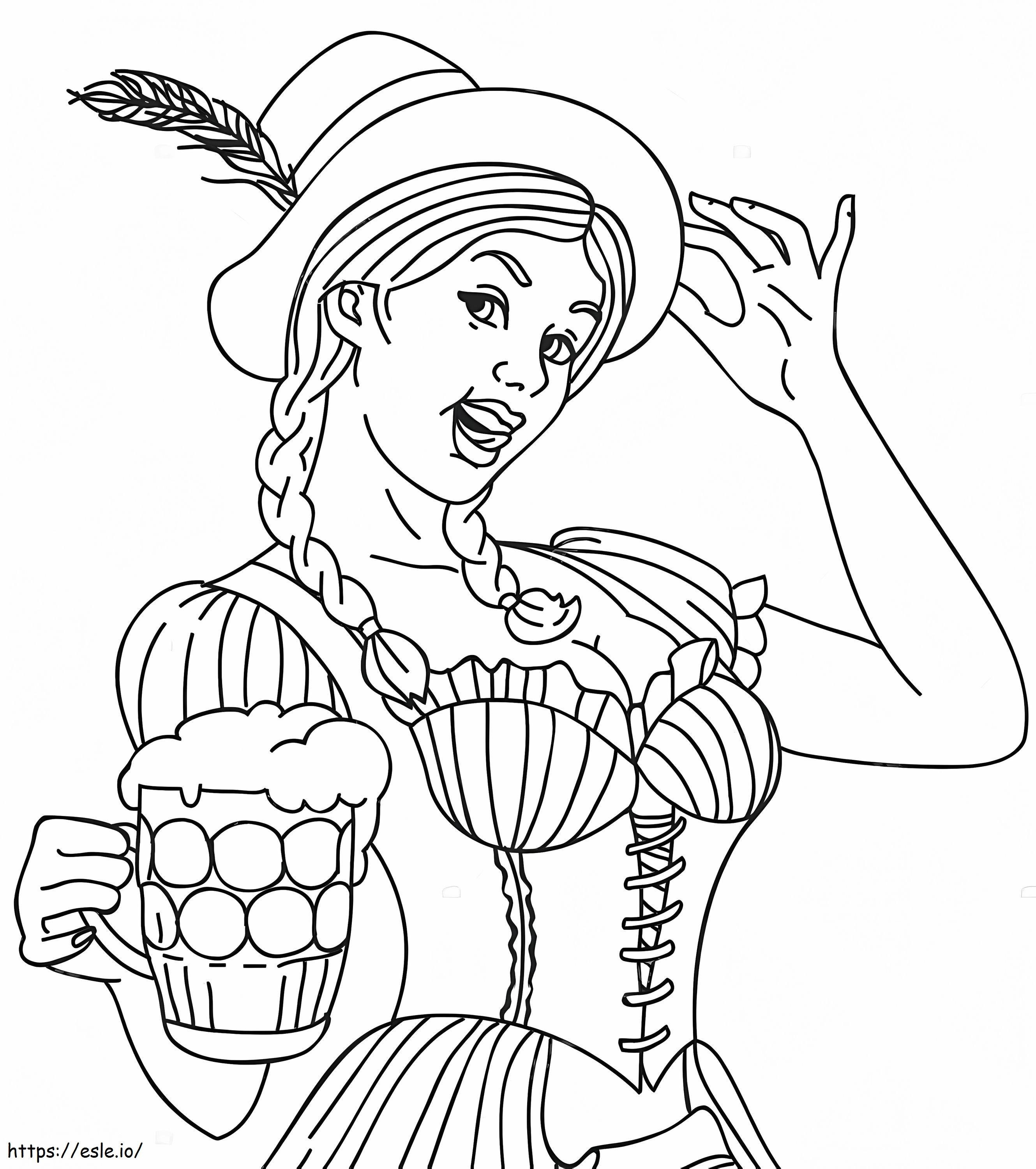 Oktoberfest German Girl Face coloring page