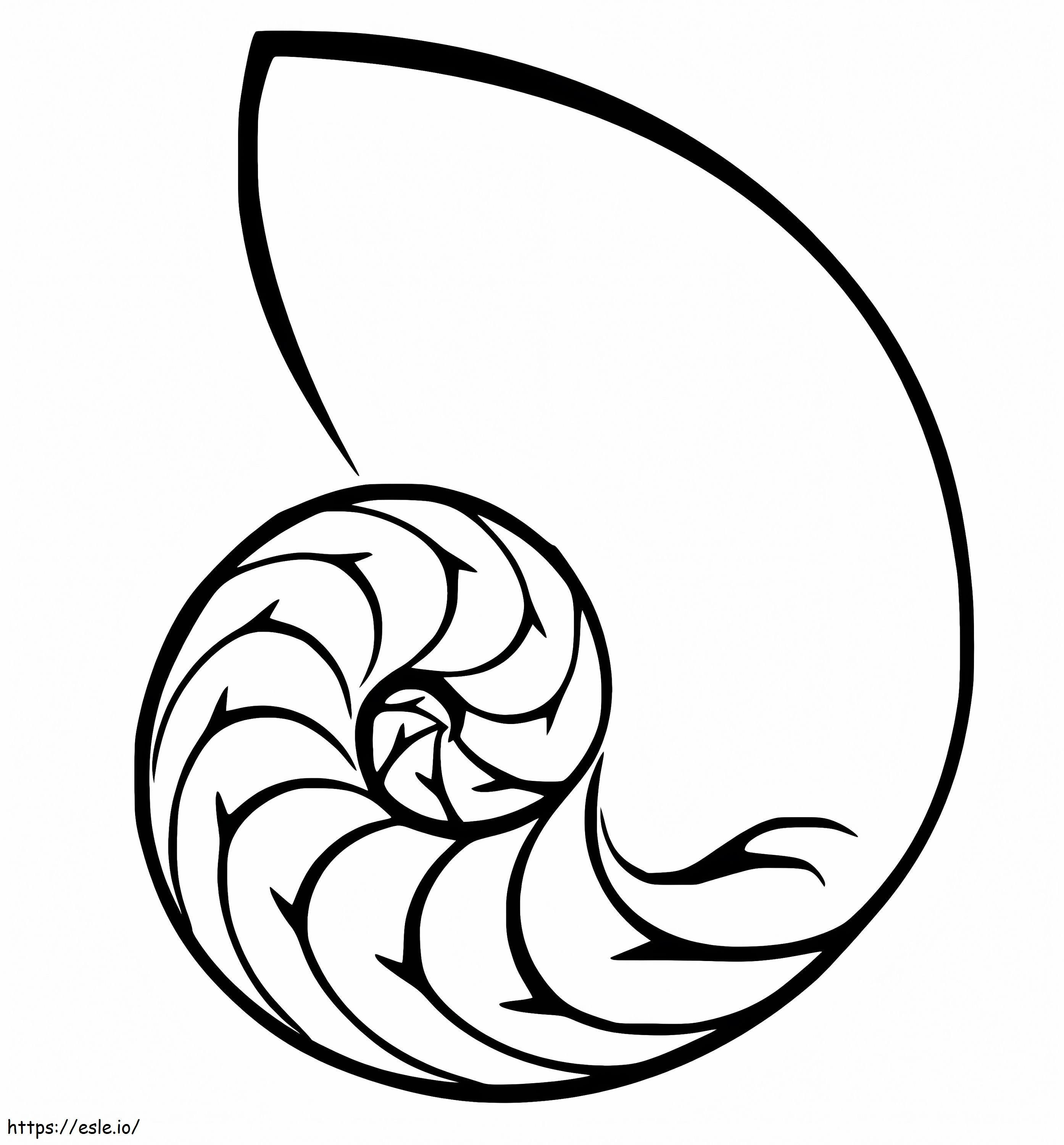 印刷可能なオウム貝の殻 ぬりえ - 塗り絵