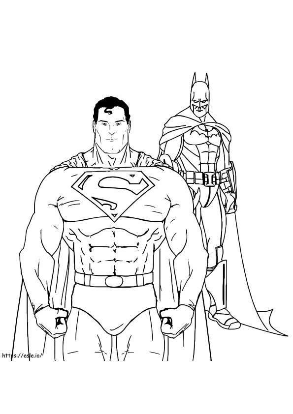 Coloriage Superman et Batman à imprimer dessin