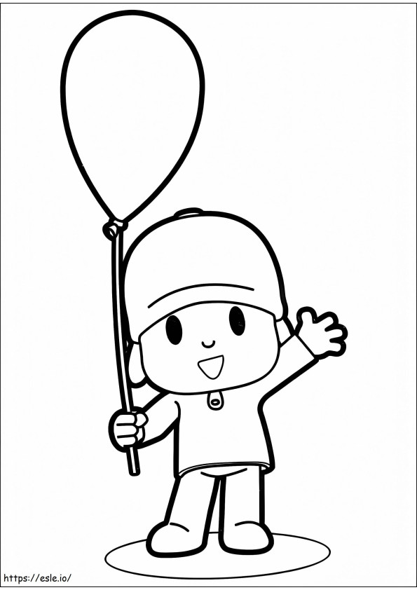 Pocoyo Fun Holding Balloon coloring page