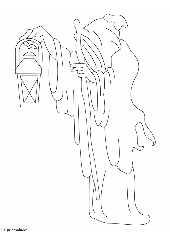 Tarot Hermit coloring page