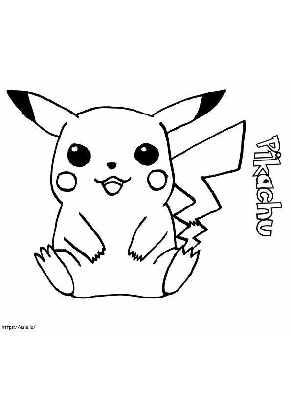 Istuva Pikachu-piirustus värityskuva