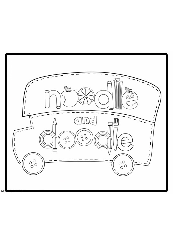 Nuudeli ja Doodle Bussi värityskuva