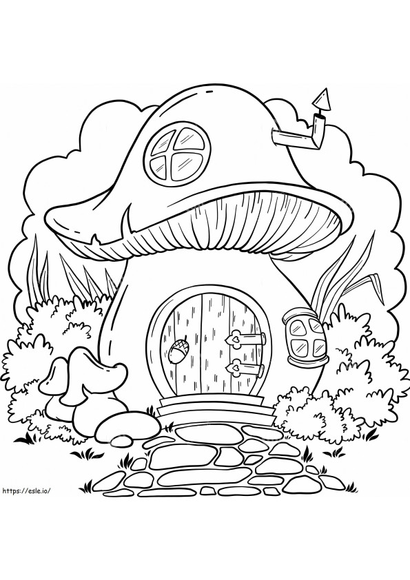 Fairy House Mushroom coloring page