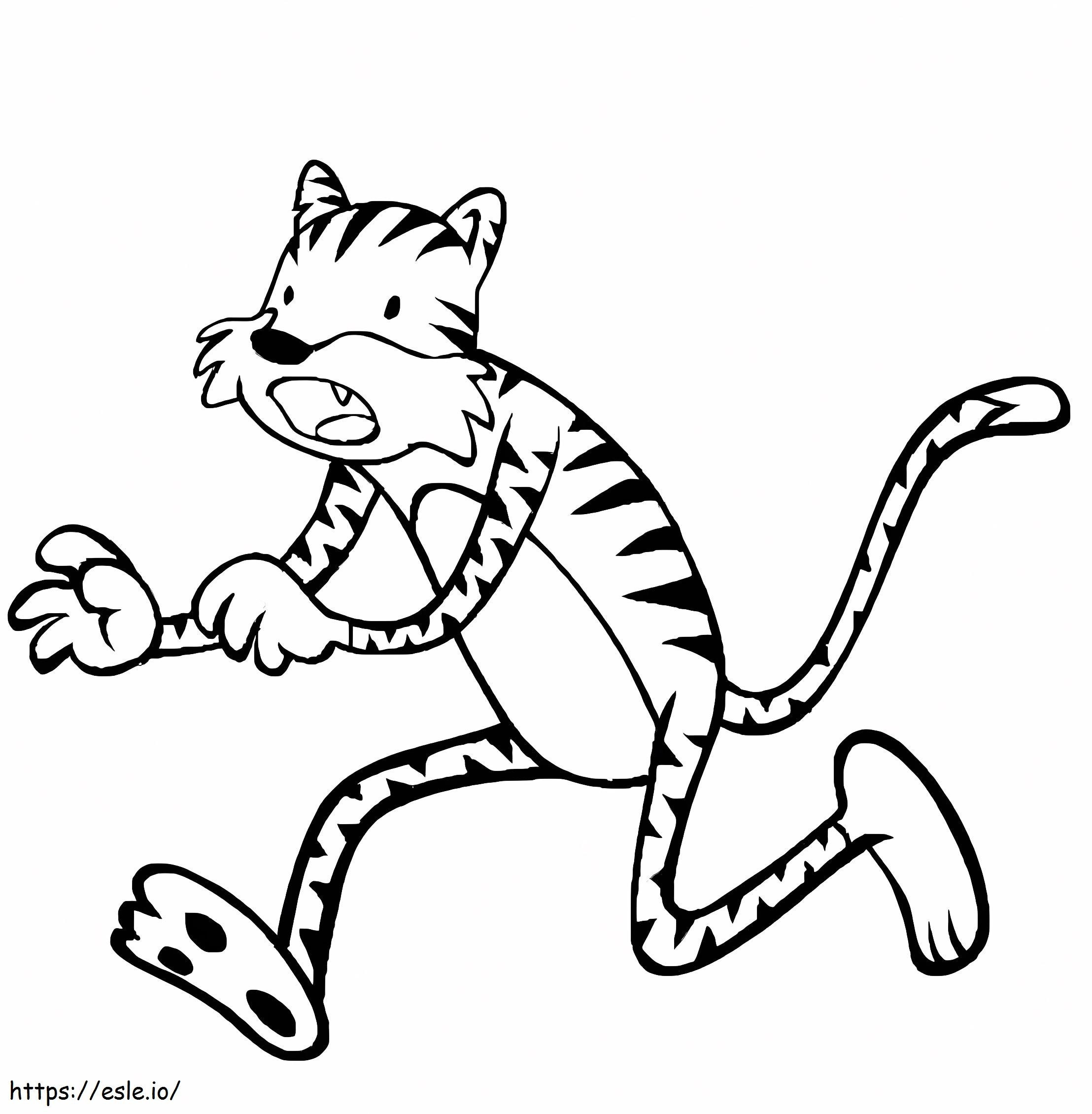Desen de tigru care alergă de colorat