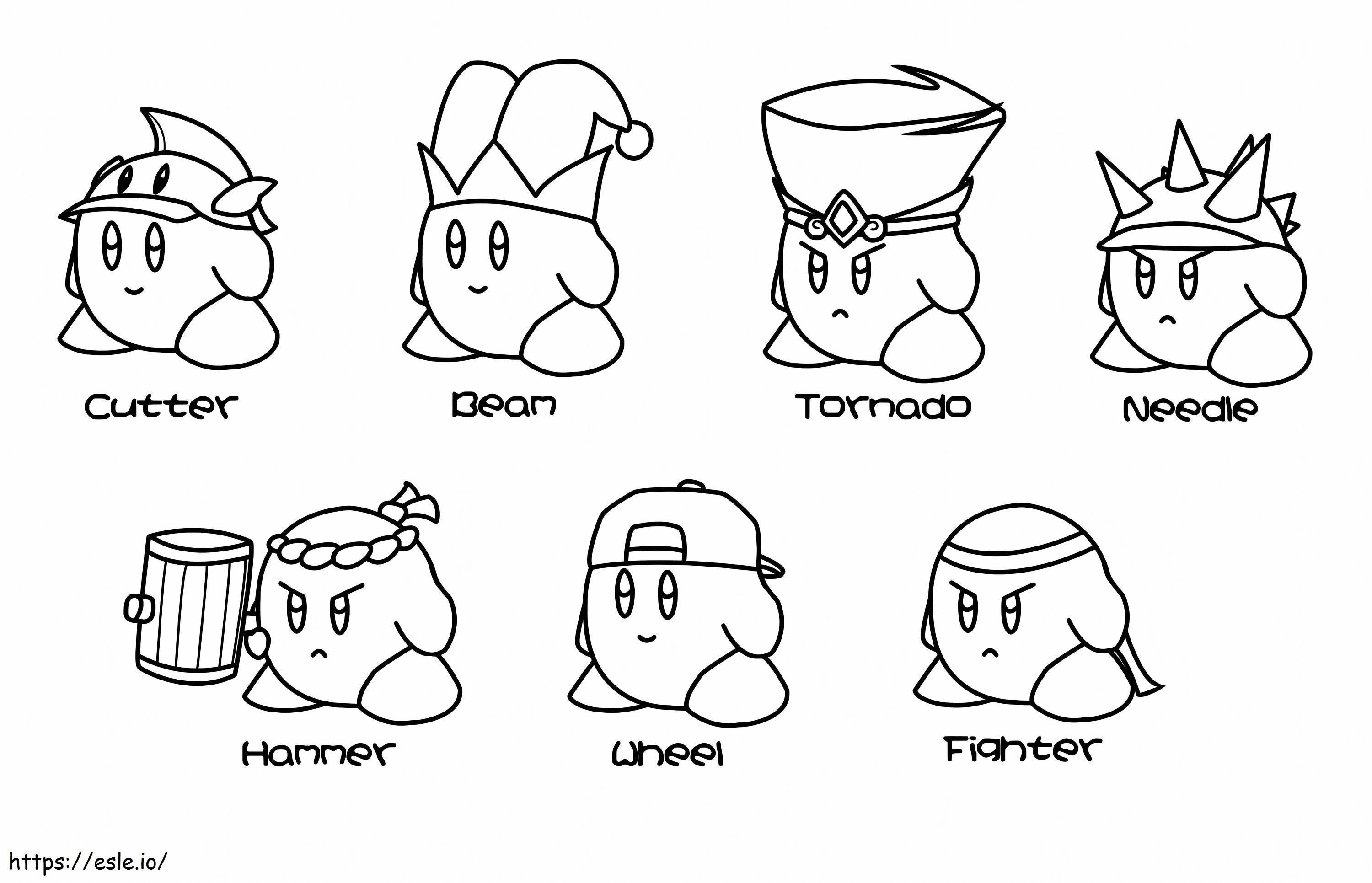 Kirby delle sette skin da colorare