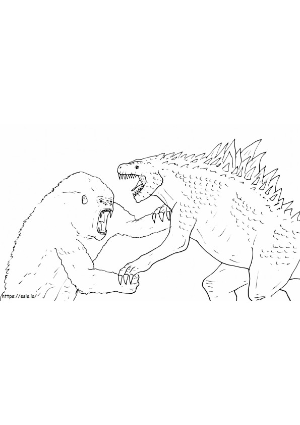 Godzilla versus Kong 3 kleurplaat