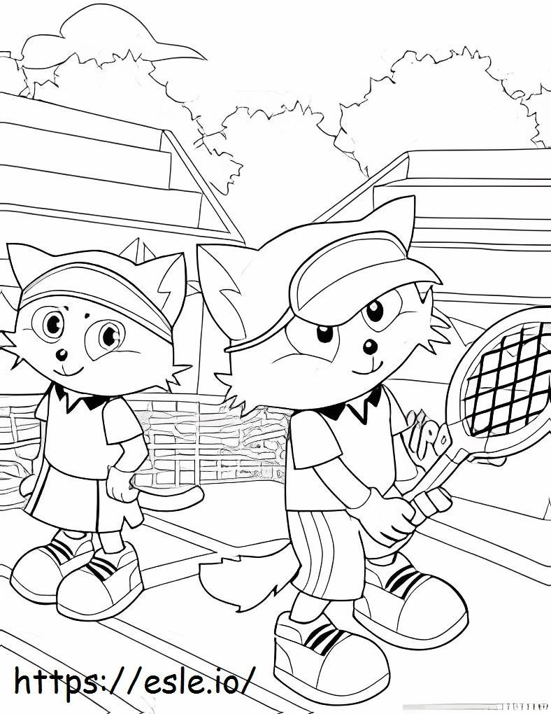 Coloriage Renard jouant au tennis à imprimer dessin