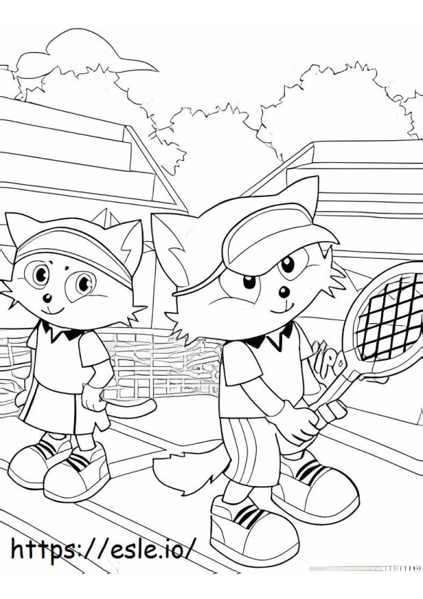 Fox Playing Tennis coloring page