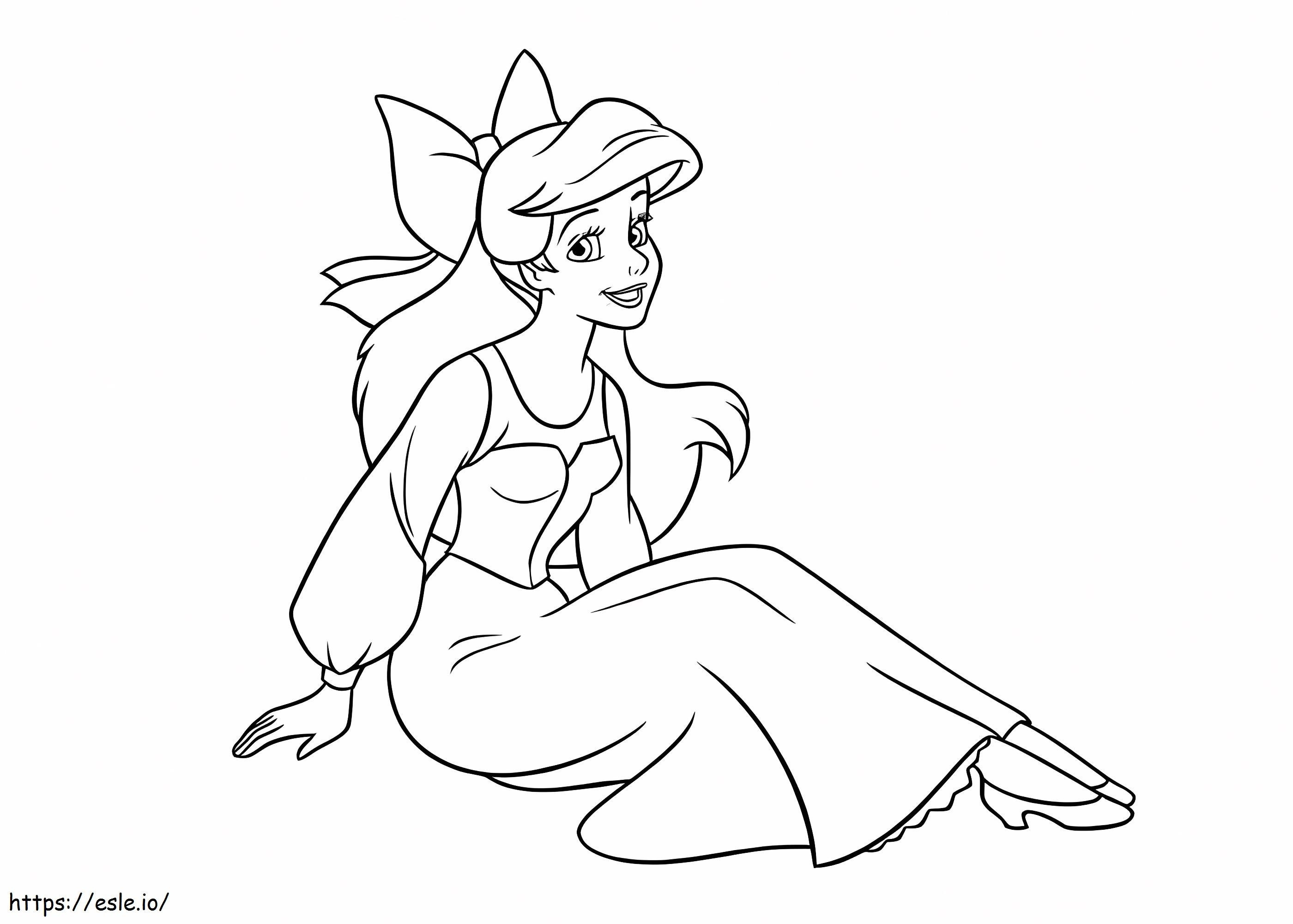 Hauska Ariel istuu värityskuva