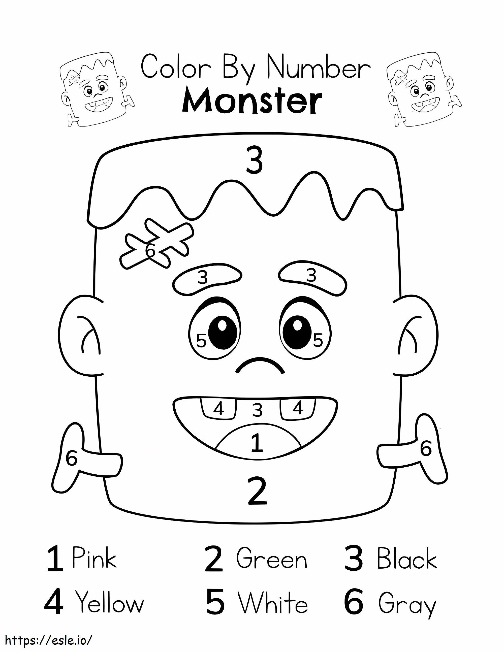 Kolorowanie według numerów szczęśliwego Frankensteina kolorowanka