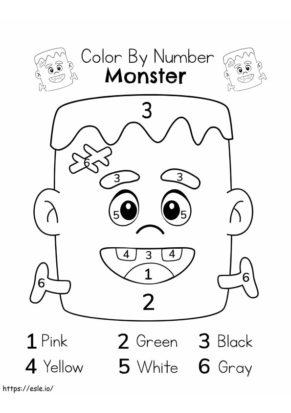 Happy Frankenstein Color By Number coloring page