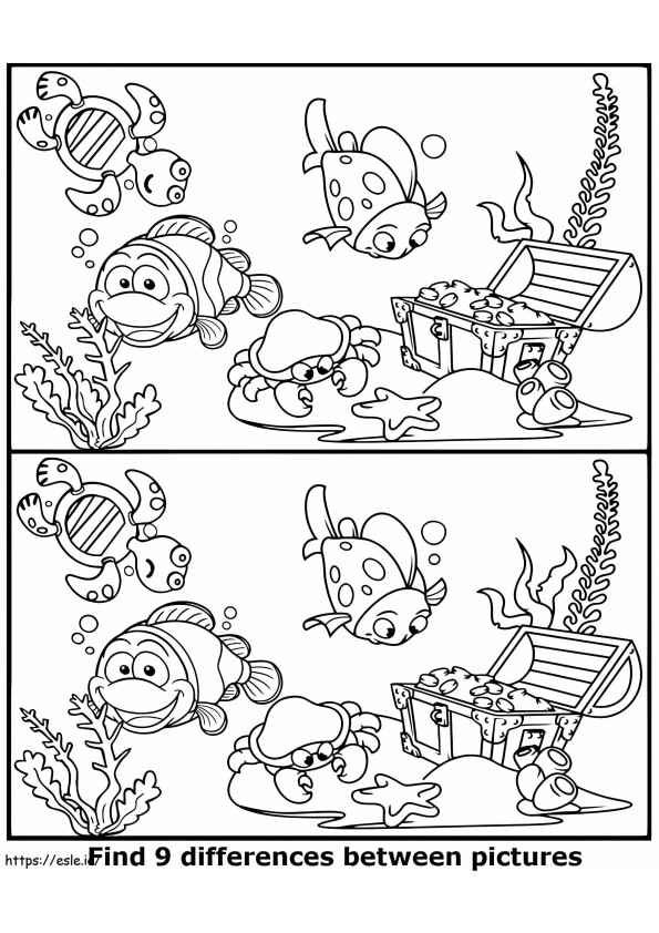 Find Nine Differences coloring page