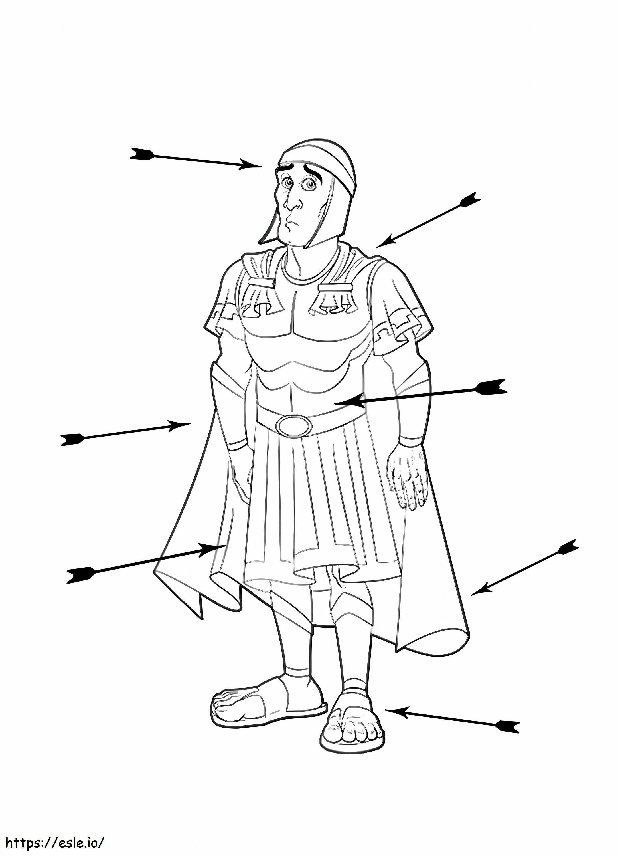 Etiqueta a un soldado romano a escala para colorear