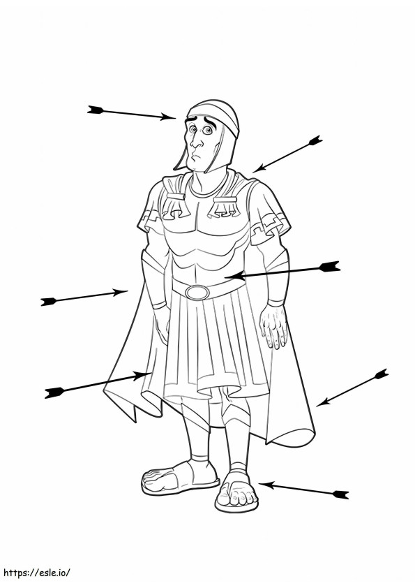 Etiqueta a un soldado romano a escala para colorear