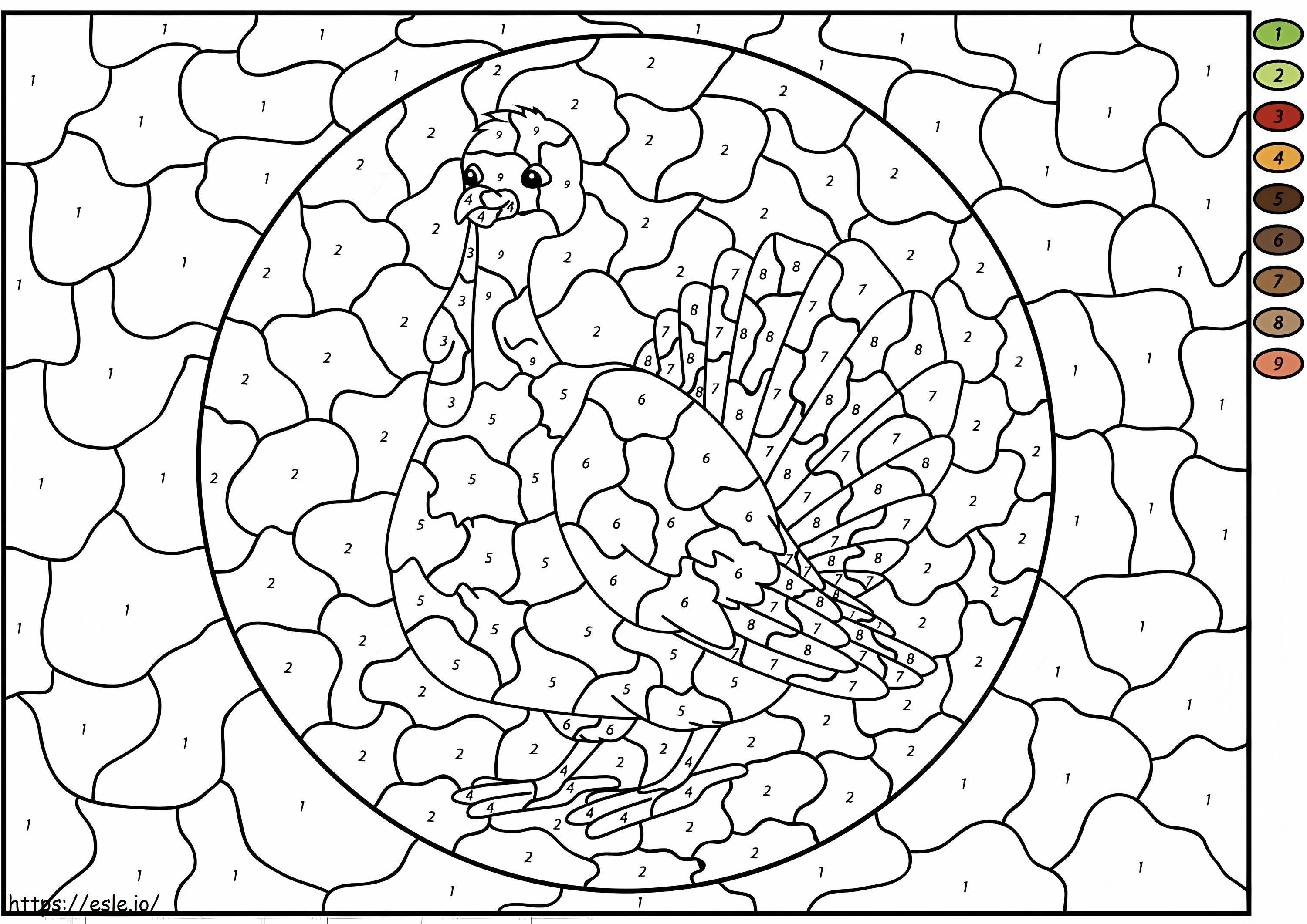 Turkey Color By Number coloring page