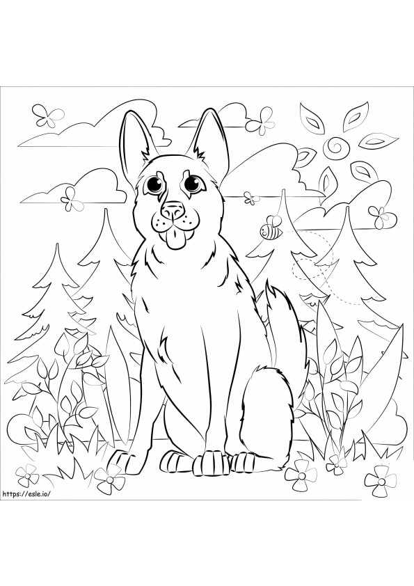 German Shepherd 3 coloring page
