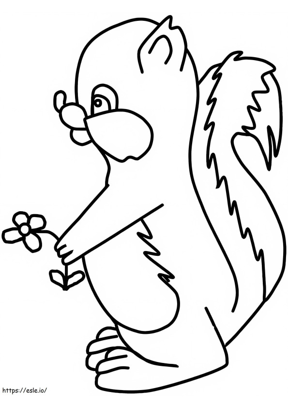 Skunk Holding Flower coloring page