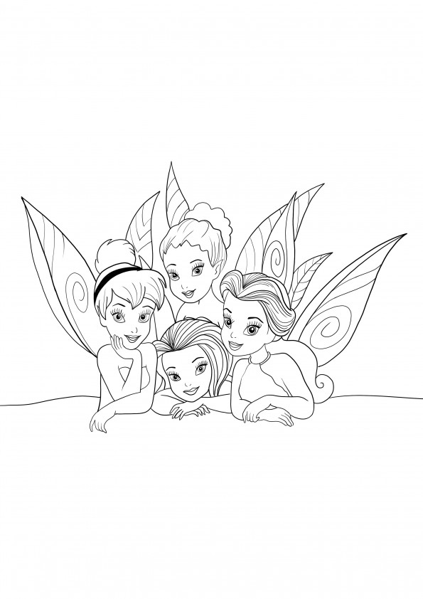 Four cute fairies free printable image
