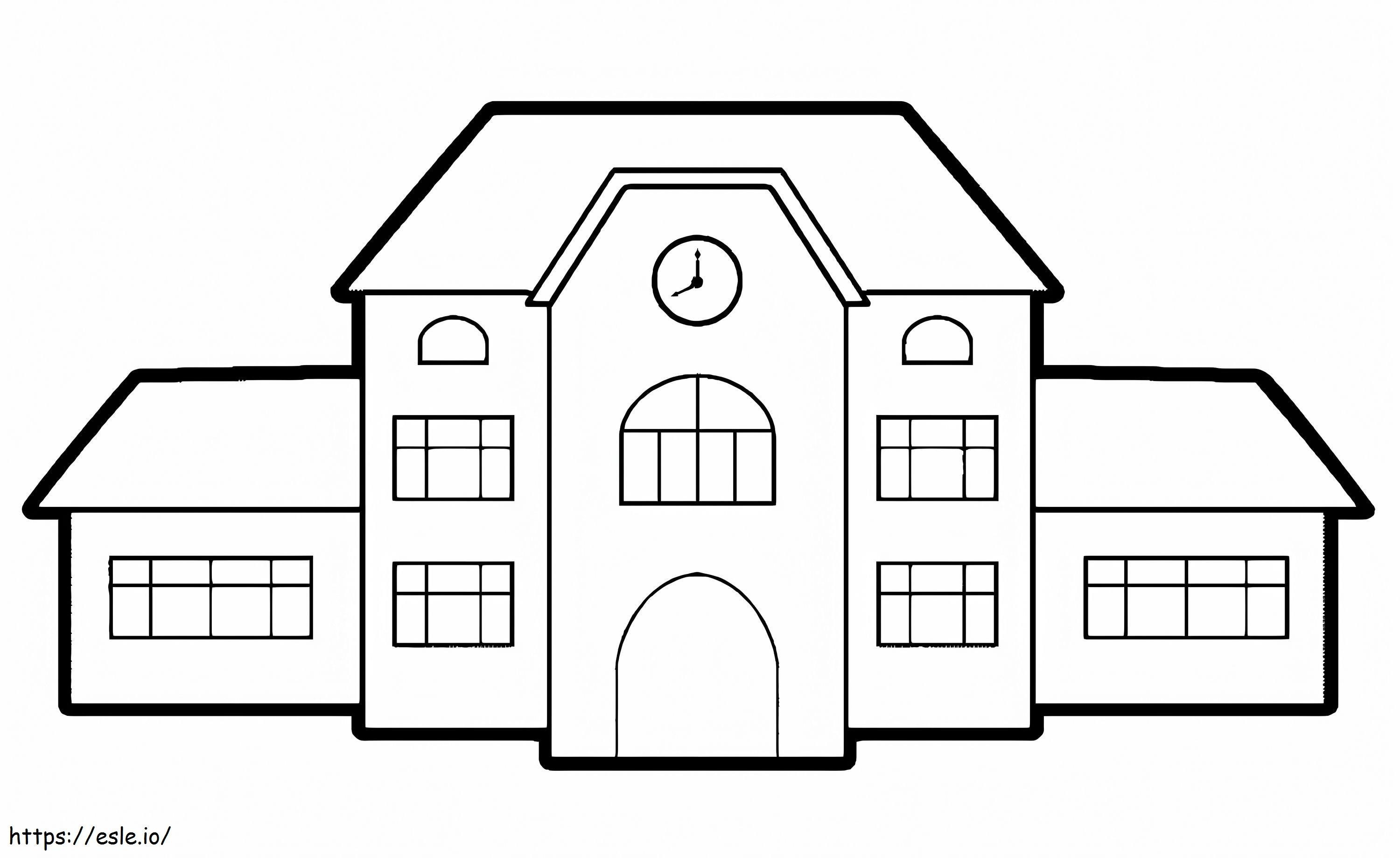 Basic School Building coloring page