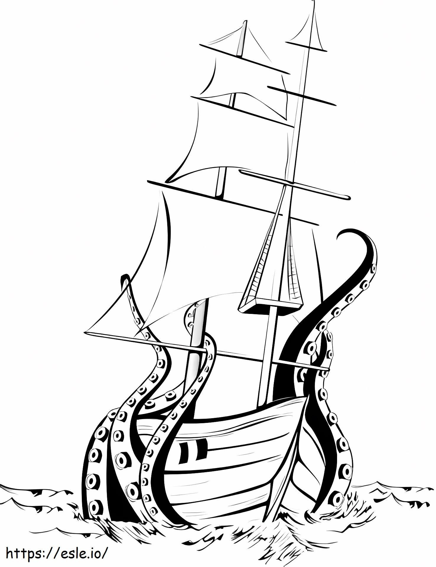 Coloriage Navire d'attaque de poulpe géant à imprimer dessin