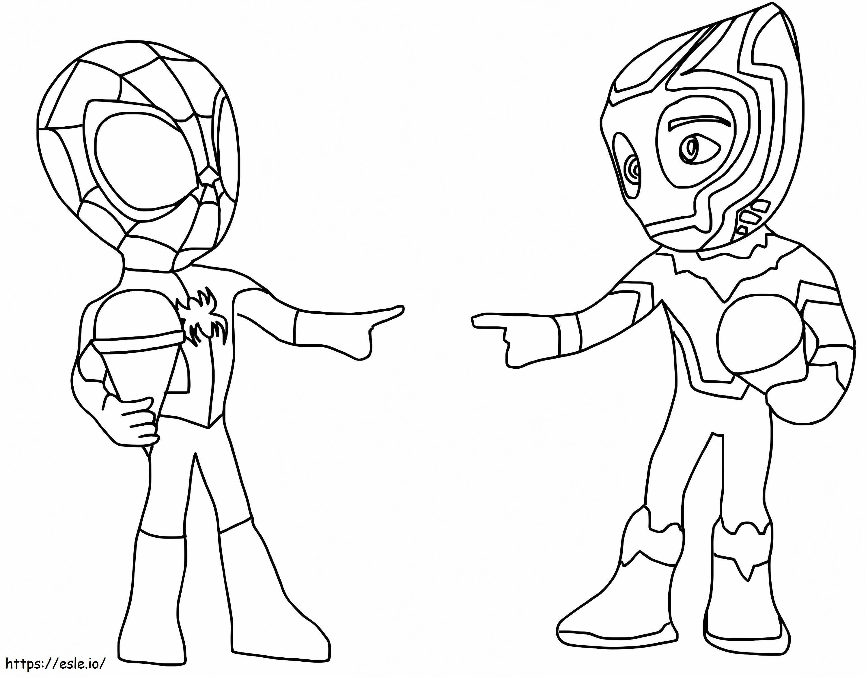 Spidey y TChalla para colorear
