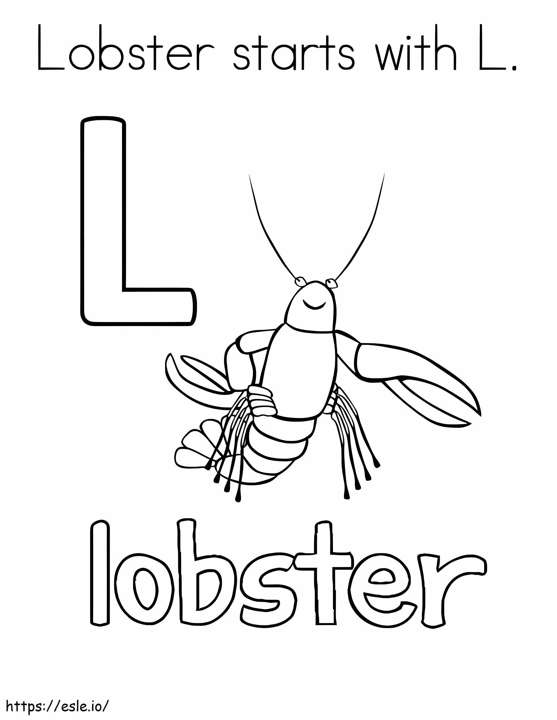 The Lobster Starts With L coloring page