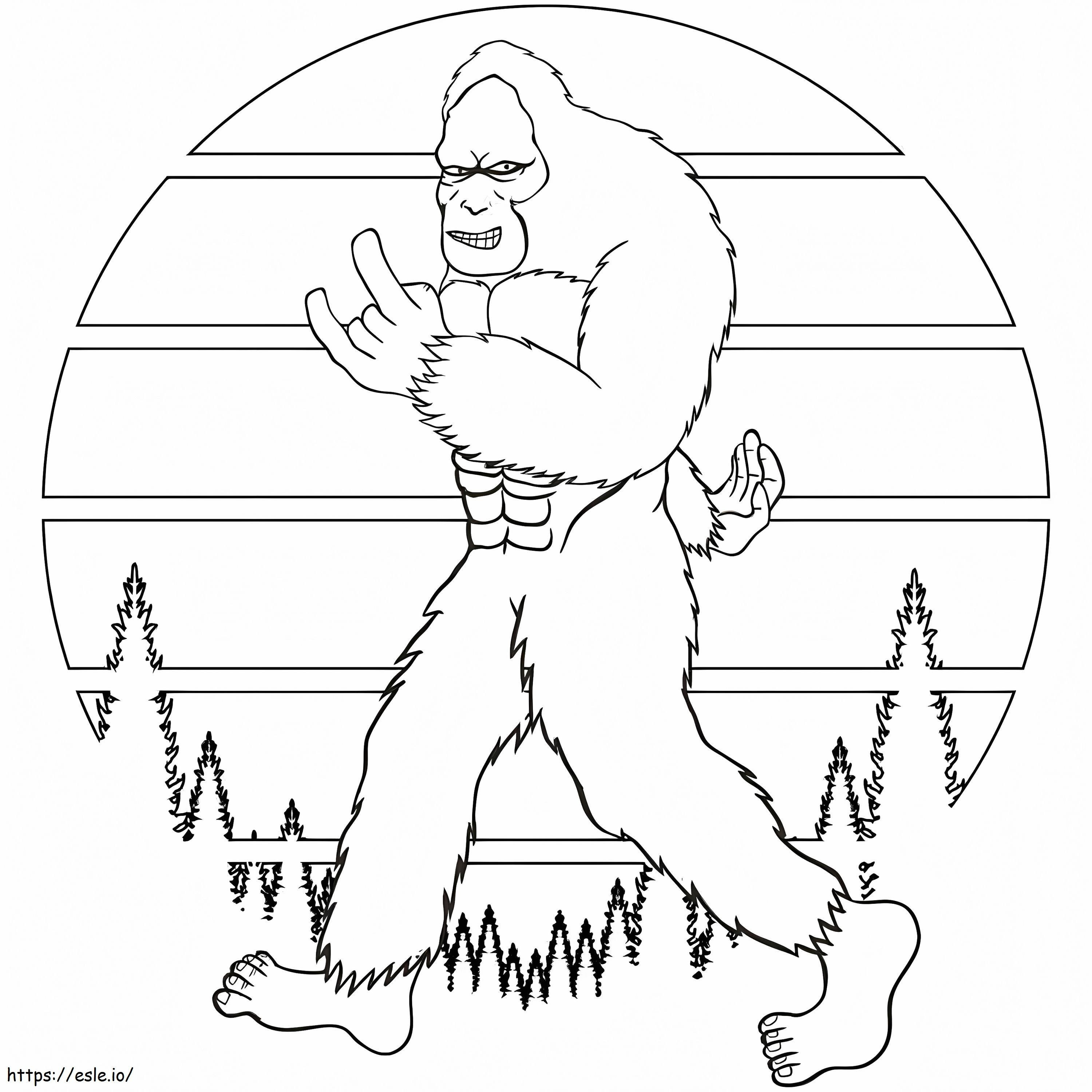 Walking Bigfoot coloring page