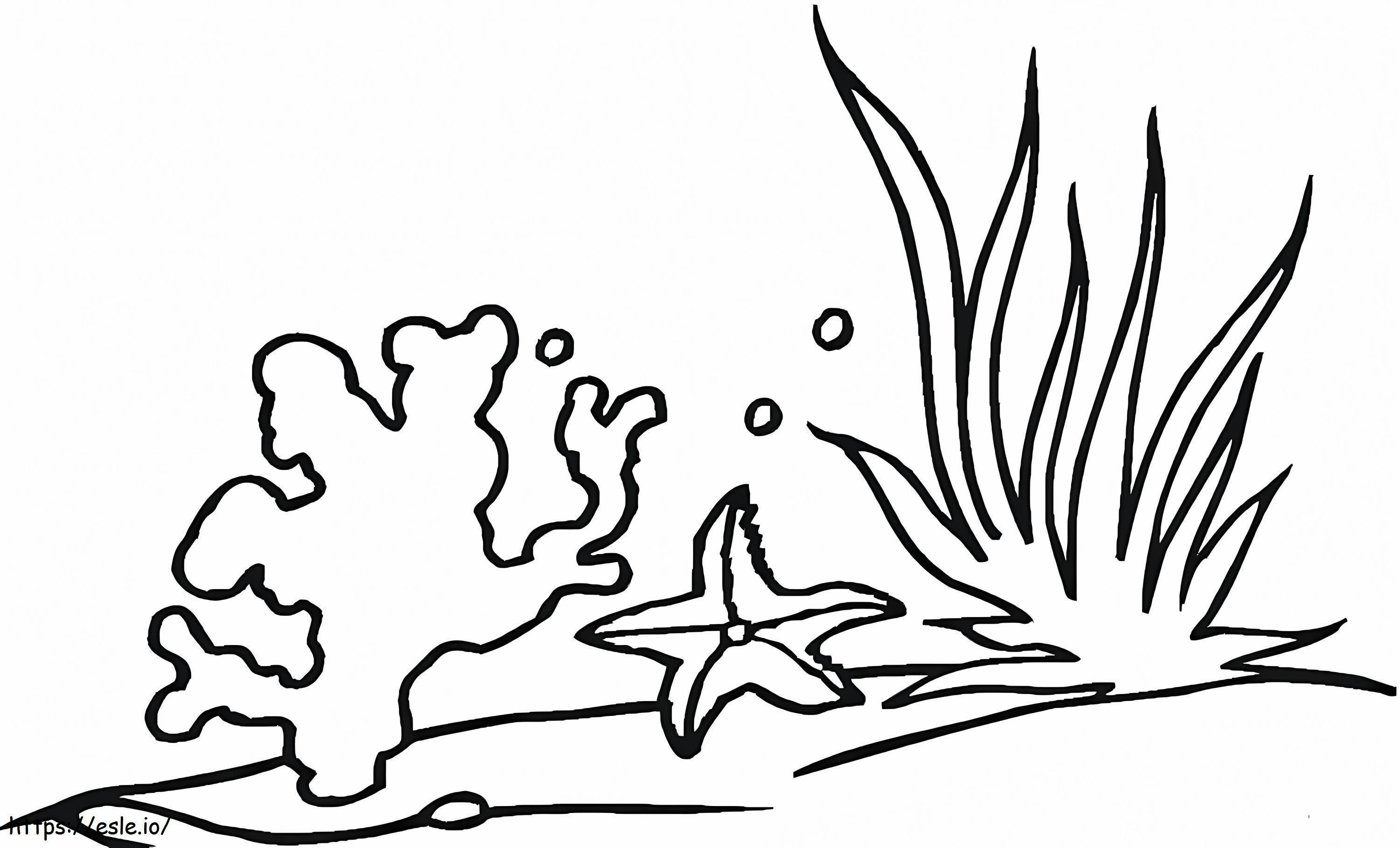 Coloriage Corail et étoile de mer à imprimer dessin